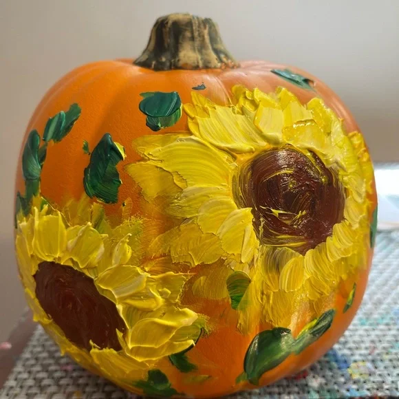 🎃FALL DECOR Hand painted plastic orange pumpkin - Picture 2 of 5